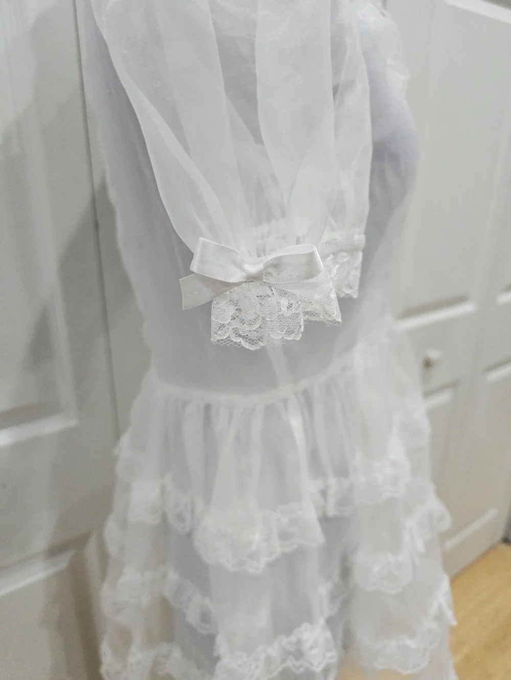 Dolls Kill Widow Goth Sheer White Lace Lolita Elegant Frills Babydoll Dress XS S - Picture 7 of 12